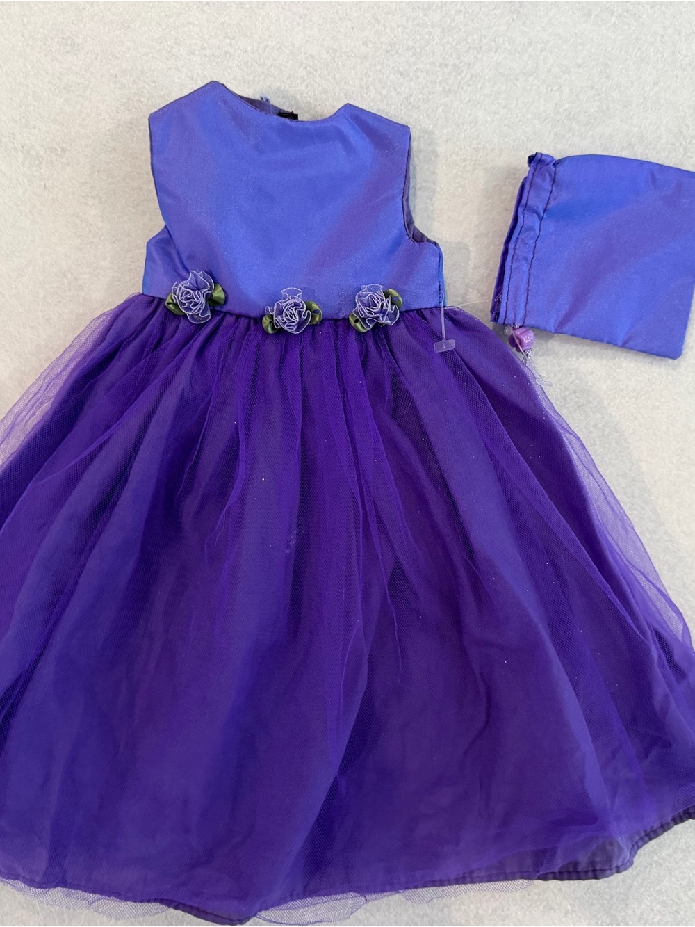 18” Doll Dress Girls Purple Tulle Flower Waist with Matching Bolero